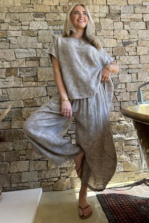 Lalli Damask 7/8 Barrel Leg Pant Mocha